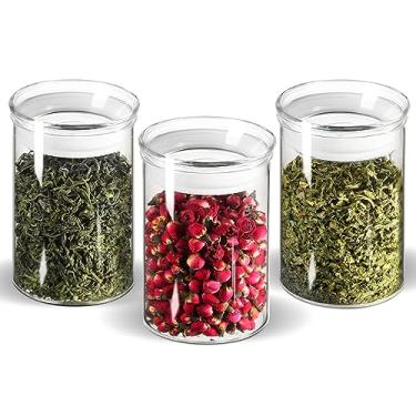 Imagem de ZENS Conjunto de Potes de Vidro para Armazenamento de Alimentos de 15 Fl.Oz com 3, Conjuntos de Vasilhas de Vidro Pequenas Transparentes com Tampas Herméticas, Recipiente de Armazenamento de Vidro, Po