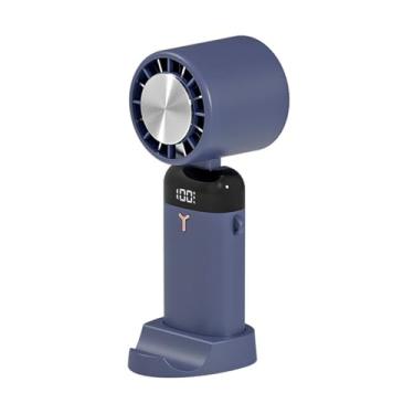 Imagem de Ventilador de mesa portátil de mão com ângulo ajustável de 90°, bateria de 3600mAh, 3 configurações de velocidade, base como suporte para telefone e tela de exibição de energia type6