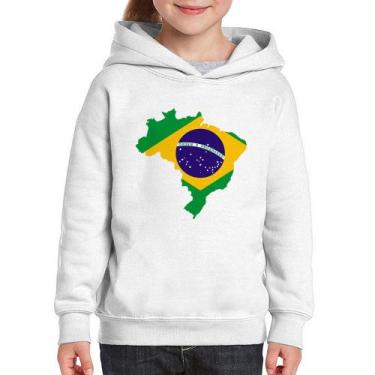 Imagem de Moletom Infantil Bandeira Brasil Mapa - Foca na Moda, Branco, 10