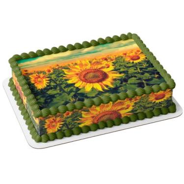 Imagem de Papel arroz e faixas decorativas para bolo tema girassol - Catias Cake