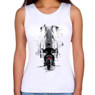 Imagem de Regata Feminina Motociclista na floresta - Foca na Moda, Branco, G
