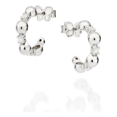 Imagem de Brinco Meia Argola Cravejado Por 6  Zircôni 327152 - Rommanel, Branco,