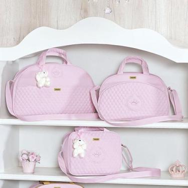 Imagem de Kit Bolsa Maternidade Puppi Coroa Rosa 3 Peças - Talismã