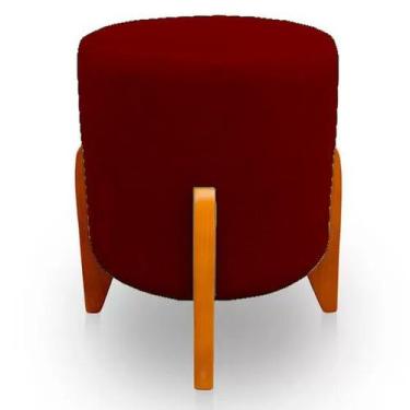Imagem de Puff Decorativo Thor Pés Em Madeira Veludo Marsala Kimi Design
