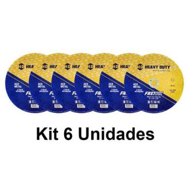 Imagem de Kit 6x Disco de Corte 9" Esmerilhadeira Faststeel Heavy Duty