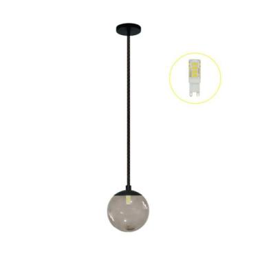 Imagem de Pendente Preto P/ Bancada Cozinha Cabeceira De Cama + Led - Arevo Ilum