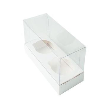 Imagem de Caixa Mini Cupcake com Tampa Transparente 2 Cavidades (11cm x 9cm x 5,