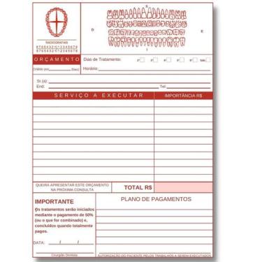 Imagem de 4 Blocos Orçamento Odontológico Dentista Odonto 21x15cm - IMPRESSÕES P