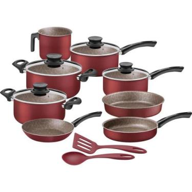 Imagem de Jogo de Panelas Tramontina Turim Vermelho 10 Peças Antiaderente, Verme