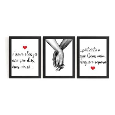 Imagem de Lindo Kit 3 Quadros Decoração Casal Presente Perfeito Amor - Fanarte
