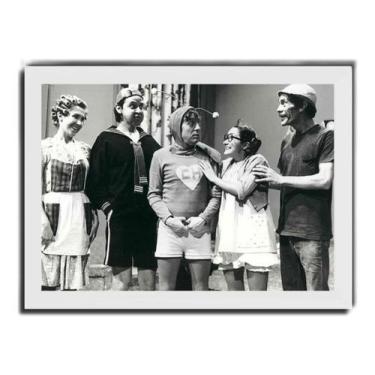 Imagem de Quadro Chapolin Na Vila Turma Do Chaves Foto Moldura Branca - Fanarte