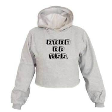 Imagem de Cropped Feminino Moletom Estampa Just do BJJ Capuz Macio - Ragor, GG, 