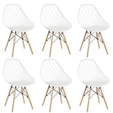 Imagem de Conjunto 6 Cadeiras Clarice Cloe Kaila Madeira Movescan, Branco