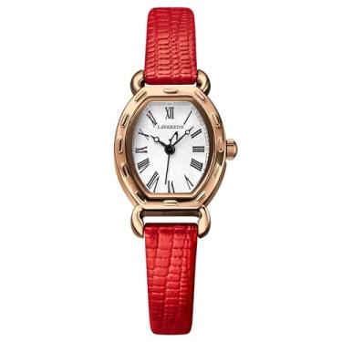 Imagem de Bomieux Relógios para mulheres, moda feminina relógio de couro quadrado feminino relógios femininos quartzo relógio analógico presente de aniversário/Natal para mulheres/meninas, Rosered, relógios