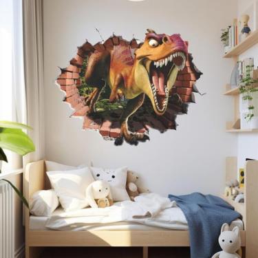 Imagem de Adesivo Papel De Parede Quarto Infantil Dinossauro Efeito 3d - Resitan