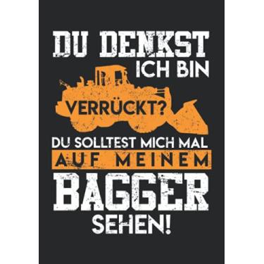 Imagem de Notizbuch A5 kariert mit Softcover Design: Verrückter Baggerfahrer aus Leidenschaft Männer Geschenk: 120 karierte DIN A5 Seiten