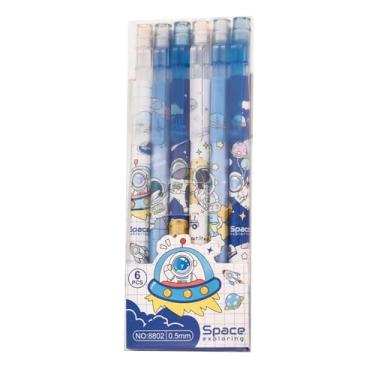 Imagem de MOZXIRZ 4 lápis mecânicos fofos com borracha superior 0,5 mm, espaço de desenho animado, lapiseira para meninos e mulheres (espaço de 6 peças)