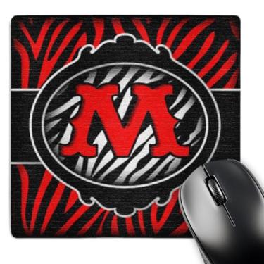 Imagem de 3dRose Mouse pad Wicked com letra M de zebra vermelha (mp_102900_1)