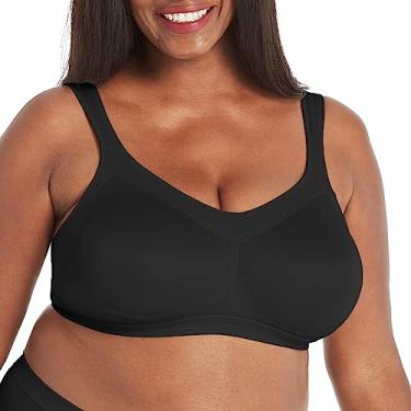 Imagem de Playtex Sutiã feminino ativo 18 horas, sutiã respirável confortável sem fio, sutiã de cobertura total, suave, Preto real, 42DDD