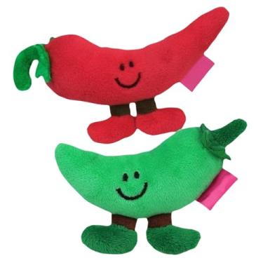 Imagem de Adoráveis brinquedos para gatos de legumes, brinquedo interativo com erva de gato e papel crepitado, brinquedo de pelúcia para gatos entediados em ambientes internos (2 peças Chili Brothers)