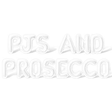 Imagem de Letter Balloons - PJS AND PROSECCO 16" Inch Alphabet Letters Foil Mylar Balloon Bachelorette Party Banner (White)
