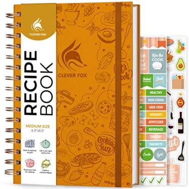 Imagem de Clever Fox Livro de receitas espiral – Faça seu próprio livro de receitas familiar – Organizador de caderno de receitas em branco – Diário de culinária vazio para escrever receitas – Tamanho médio, 16 cm x 21 cm, capa dura (amarelo âmbar)