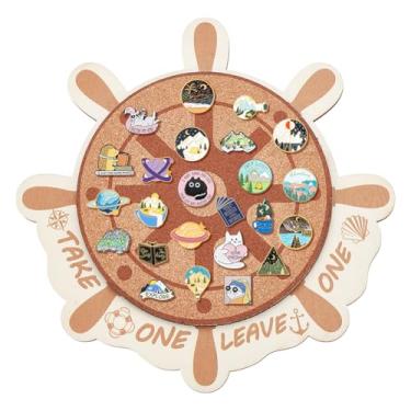 Imagem de BENECREAT Placa de broche de cortiça, bandeja de cortiça de parede, placa de pinos de bússola náutica para armazenamento de broches, exibição de joias, decoração de escritório, casa e escola, 29 x 29