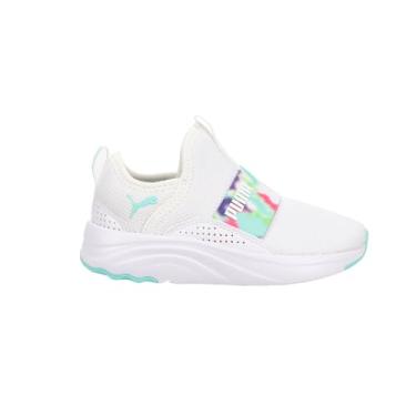 Imagem de Puma Softride Sophia Slip On Sneaker, White-Aruba Blue, 11 US Unisex Little Kid