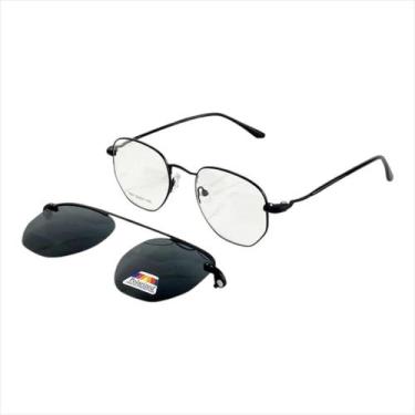 Imagem de Armação Óculos De Grau Feminino Hexagonal 2 Em 1 Polarizada - Palas Ey