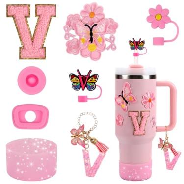 Imagem de Conjunto de acessórios de copo de 15 peças para copo Stanley Cup de 850 g 1,134 g com alça, incluindo capa de canudo de silicone e bota, tampa à prova de derramamento, pingentes Stanley, pingente de