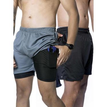 Imagem de Kit 2 Bermuda Short fit Masculina Academia Corrida c/ Compressão Elast
