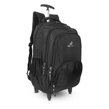 Imagem de Mochila De Rodinha Preta Mochila Escolar Reforçada Unissex - KVN