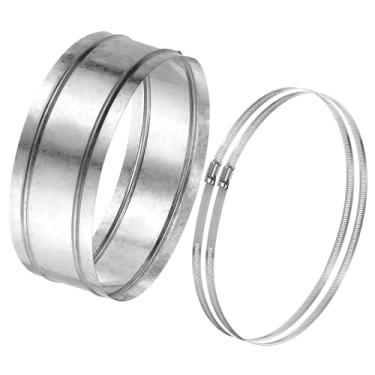 Imagem de PATIKIL Conector de duto de 27 cm, 1 conjunto de acoplamento de duto de ferro galvanizado acoplador de ventilação secador conector de extensão de mangueira de acoplamento de tubo com braçadeiras de