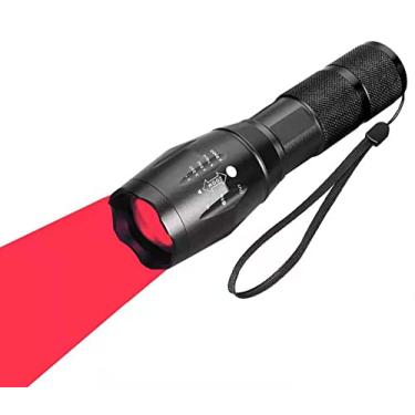 Imagem de Lanterna LED vermelha Um modo Lanternas portáteis de luz vermelha de 350 jardas Lanterna tática super brilhante com lanterna de caça à prova d'água com zoom para observação noturna de aviação de astronomia