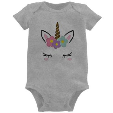 Imagem de Body Bebê Unicórnio Cílios - Foca na Moda, Cinza, P