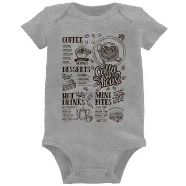 Imagem de Body Bebê Coffee House Vintage - Foca na Moda, Cinza, M