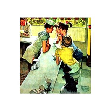 Imagem de JZSDGB Norman Rockwell Prints-Canvas Print Wall Art Famous Painting-'Fount'Art Reprodução Canvas Picture Posters-for Living Room Wall Decor 40x48cm (16x19in) Sem moldura