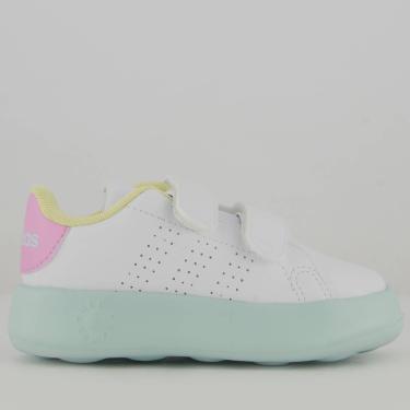 Imagem de Tênis Adidas Advantage CF Infantil Branco e Rosa-Feminino