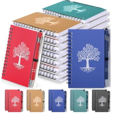 Imagem de Trandraft Pacote com 20 cadernos cristãos de bolso com caneta, árvore da vida, pequeno diário de escrita antigo, pautado A6, diário de judaísmo, capa dura, para escritório, escritório, diário escolar