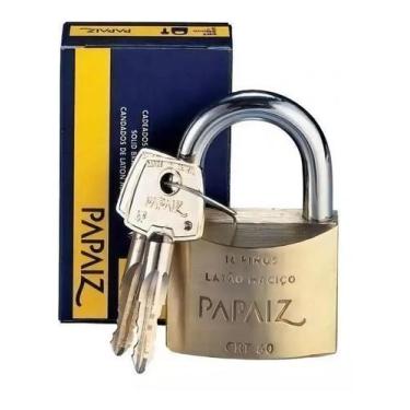 Imagem de Cadeado Tetra Papaiz 50mm Crt50 Latão Maciço Haste Aço 2 chaves