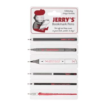 Imagem de Jerry's Artarama Conjunto de canetas esferográficas pretas - 6 canetas finas e leves de borda plana - Caneta plana para amantes de livros e presentes de palavras cruzadas - Design perfurado e inovador