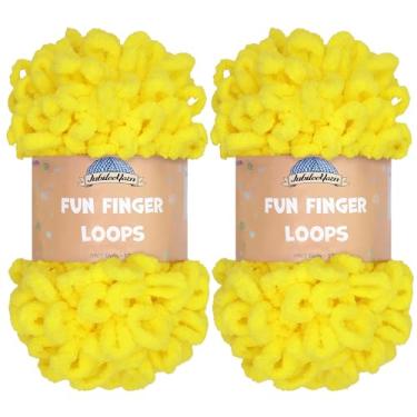 Imagem de JubileeYarn Fio divertido para dedos - poliéster jumbo - 100 g/novelo - Limoncello - 2 novelos