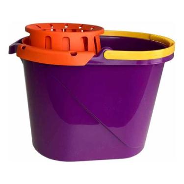 Imagem de Balde Com Escorredor Manual Para Esfregão 14lt Limpeza - Roma