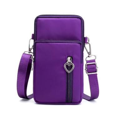 Imagem de EDIWER Bolsa para celular resistente à água bolsa tiracolo de viagem esportiva bolsa de braço carteira mini bolsa de ombro com alça ajustável, Roxo claro, Small