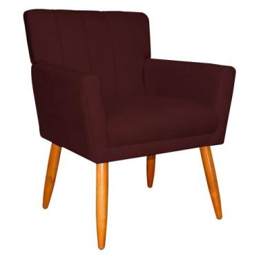 Imagem de Poltrona Decorativa para Sala de Estar Cecília Suede Bordô - Montanari
