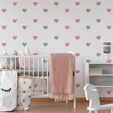 Imagem de Adesivo de Parede Infantil Corações Rosa e Cinza para Quarto 55un
