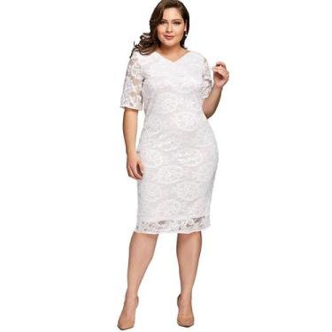 Imagem de Vestido Renda Plus Size Batizado Noiva Civil Festa Noite - ShoopWeb, X