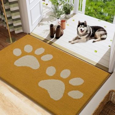 Imagem de Buganda Tapete de porta de cachorro para patas enlameadas, captador de sujeira absorvente, lavável, tapete de lama de perfil baixo antiderrapante para cães, tapete de porta de entrada frontal para
