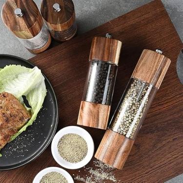 Imagem de Moedor de Pimenta e Sal em Madeira Manual – Design Clássico, Ajuste de Moagem e Mecanismo em Aço Inox – Ideal para Temperos, Cozinha Gourmet e Uso Diário.