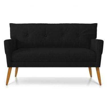 Imagem de Namoradeira Linho Pés Palito Castanho Cor A79 Preto - DROSSI